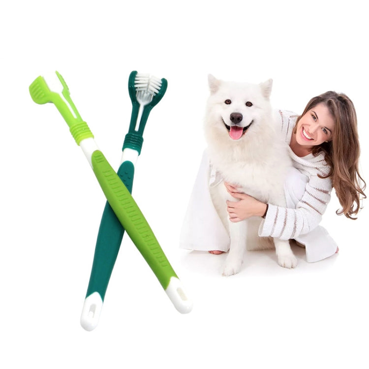 3 PCS 93044 Pet Supplies Pet Three-Head Toothbrush Multi-Angle Toothbrush
