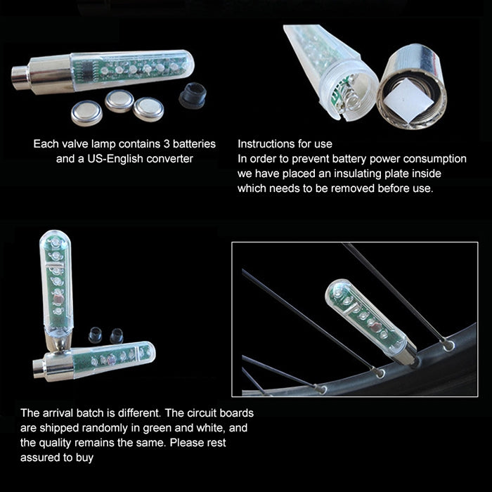 Double-side Bicycle Wheel Spoke LED Lights Lamps Cycle Tyre Tire Wheel Valve 7 LED Flash Light