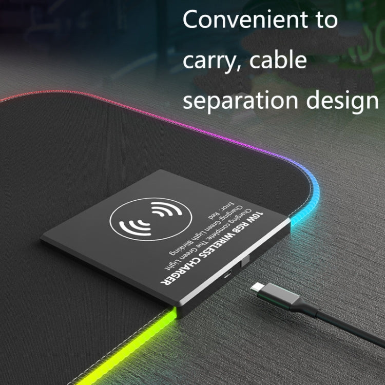 Wireless Charging Luminous Mouse Pad LED Gaming RGB Mouse Pad(Black)