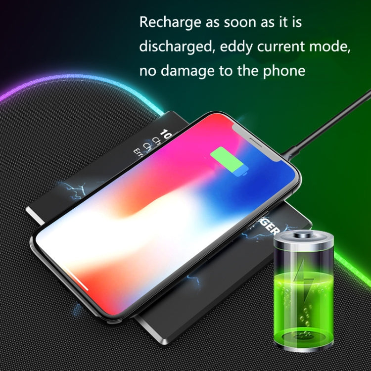 Wireless Charging Luminous Mouse Pad LED Gaming RGB Mouse Pad(Black)