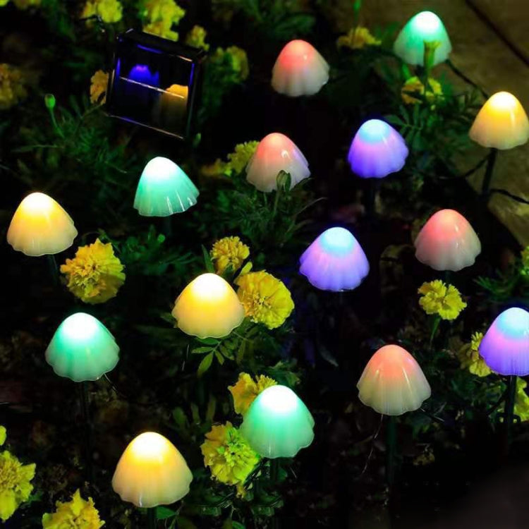 3.8m 10 LEDs Solar Mushroom Lawn Light Outdoor Waterproof Garden Villa Landscape Decorative String Lights