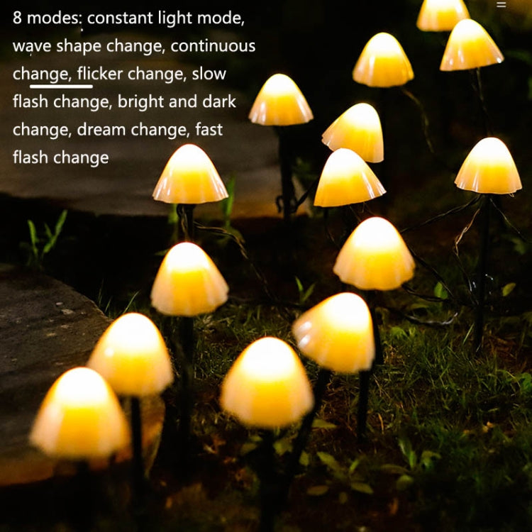 3.8m 10 LEDs Solar Mushroom Lawn Light Outdoor Waterproof Garden Villa Landscape Decorative String Lights