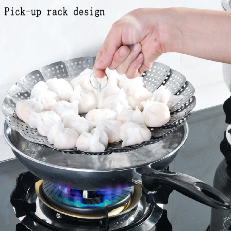 Thickened And Retractable Stainless Steel Round Steamer, Specification: Upgrade Large (11 Inch)