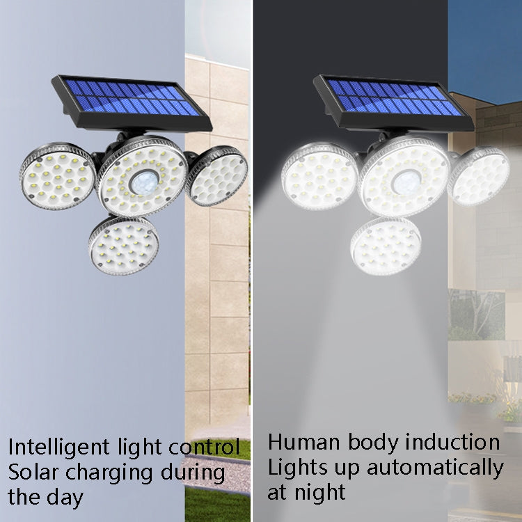 TG-TY051 4-Head Rotatable Solar Wall Light Body Sensor Outdoor Garden Waterproof Corridor Garden Lighting Street Light, Spec: 89 LED