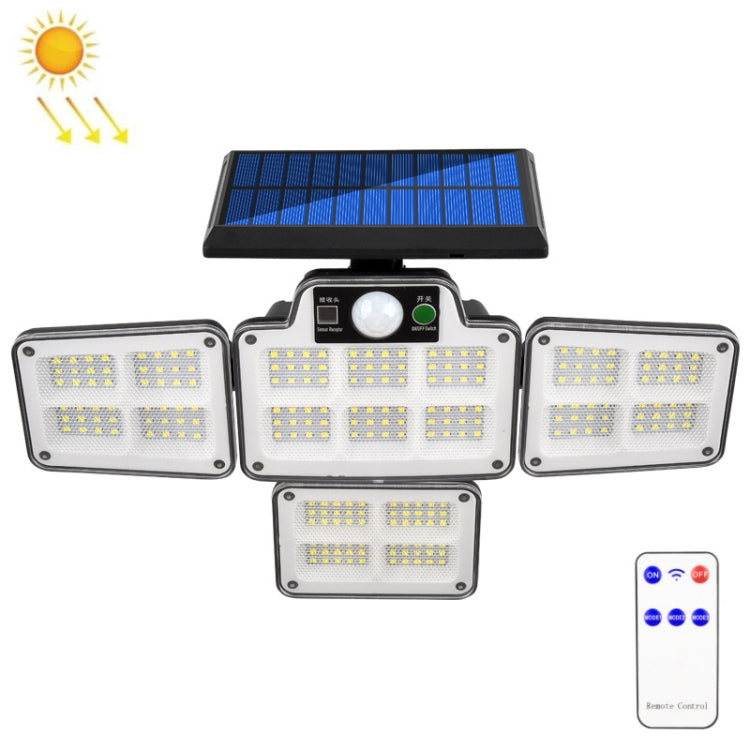 TG-TY051 4-Head Rotatable Solar Wall Light Body Sensor Outdoor Garden Waterproof Corridor Garden Lighting Street Light, Spec: 228 LED with RC