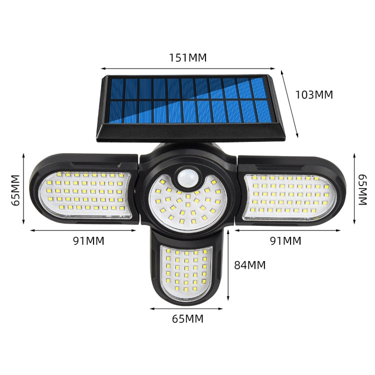 Garden Solar Wall Light Outdoor Waterproof Lawn Light Landscape Corridor Small Street Light, Spec: 4-Head 140 LED