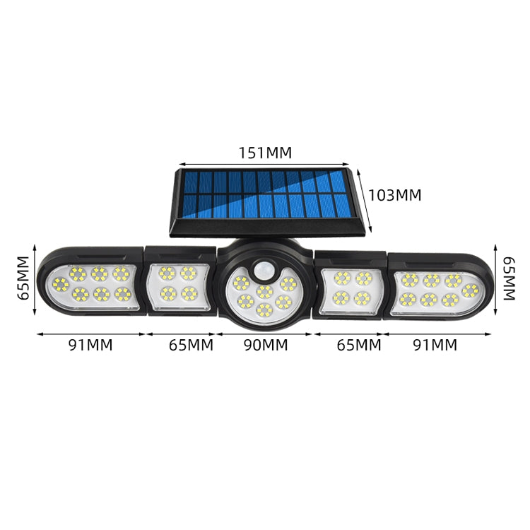 Garden Solar Wall Light Outdoor Waterproof Lawn Light Landscape Corridor Small Street Light, Spec: 5-Head 168 LED