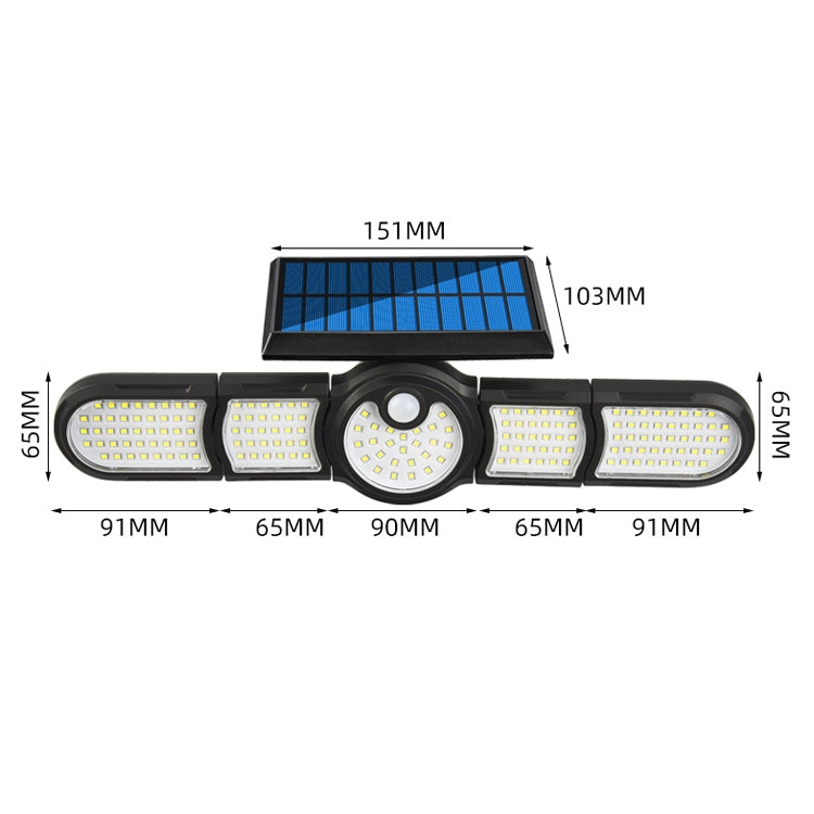 Garden Solar Wall Light Outdoor Waterproof Lawn Light Landscape Corridor Small Street Light, Spec: 6-Head 198 LED