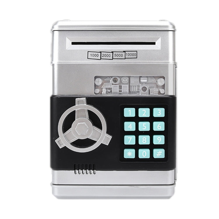 Password Safe Deposit Box Children Automatic Savings ATM Machine Toy, Colour: Silver