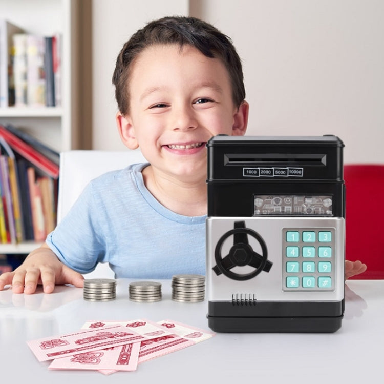 Password Safe Deposit Box Children Automatic Savings ATM Machine Toy, Colour: Silver