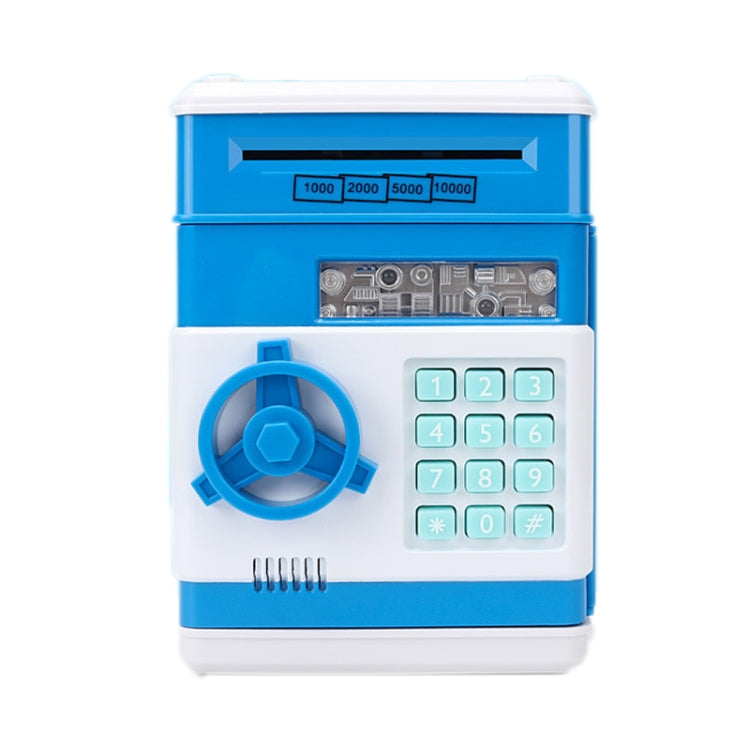 Password Safe Deposit Box Children Automatic Savings ATM Machine Toy, Colour: Blue White
