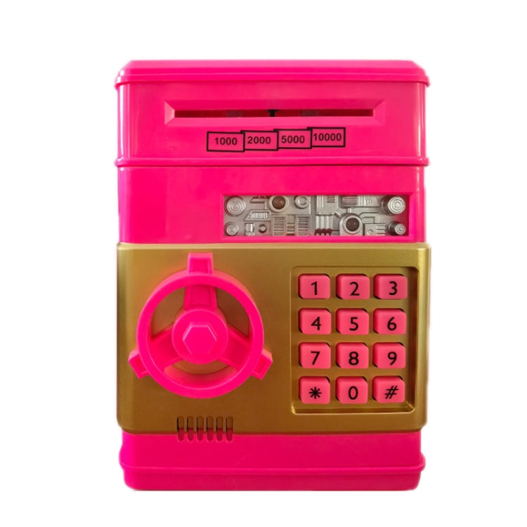 Password Safe Deposit Box Children Automatic Savings ATM Machine Toy, Colour: Rose Red
