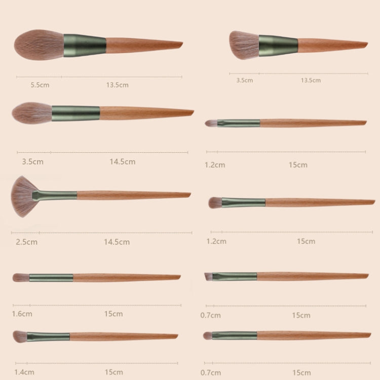 WC-QL10 10 In One Makeup Brush Set Wooden Handle Concealer Brush Foundation Brush Eye Shadow Brush,Specification: Only Makeup Brush