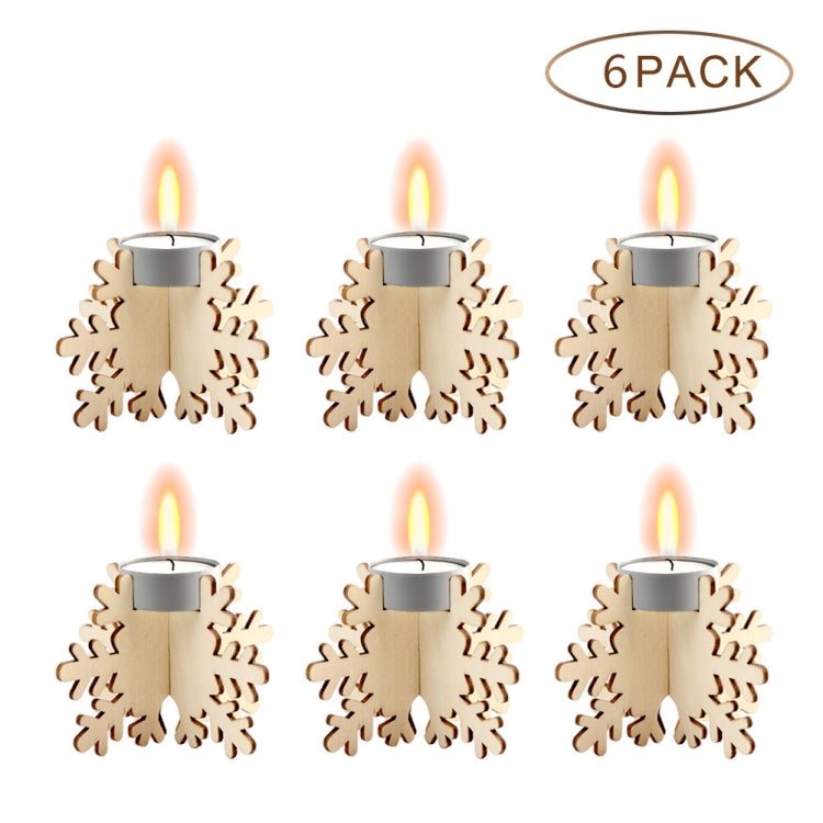 6 PCS Christmas Decoration Wooden Candlestick Ornaments