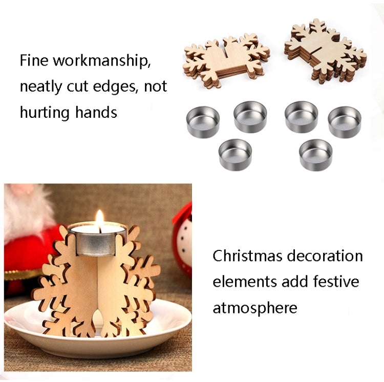 6 PCS Christmas Decoration Wooden Candlestick Ornaments