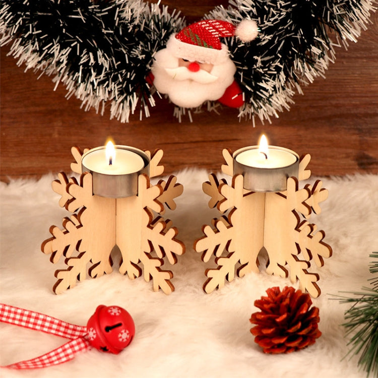 6 PCS Christmas Decoration Wooden Candlestick Ornaments