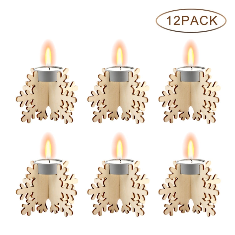 12 PCS Christmas Decoration Wooden Candlestick Ornaments