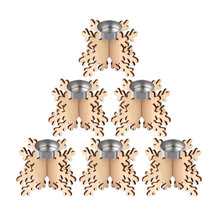24 PCS Christmas Decoration Wooden Candlestick Ornaments