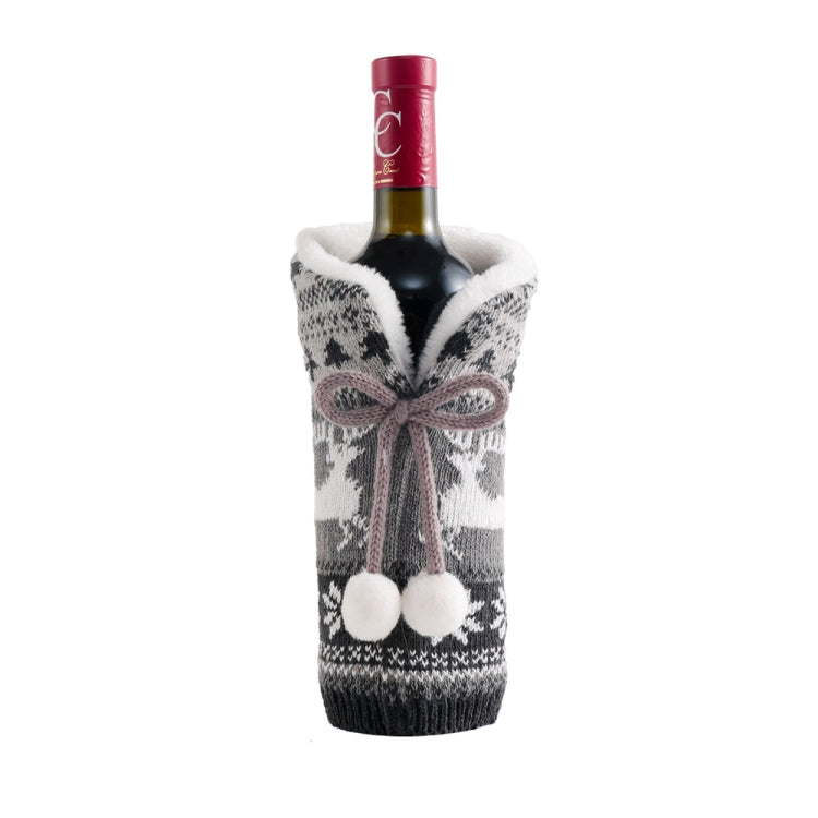 2 PCS Hair Ball Knit Red Wine Bottle Set Christmas Decoration Atmosphere Supplies