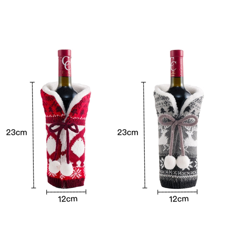 2 PCS Hair Ball Knit Red Wine Bottle Set Christmas Decoration Atmosphere Supplies