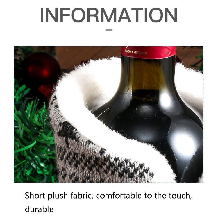 2 PCS Hair Ball Knit Red Wine Bottle Set Christmas Decoration Atmosphere Supplies