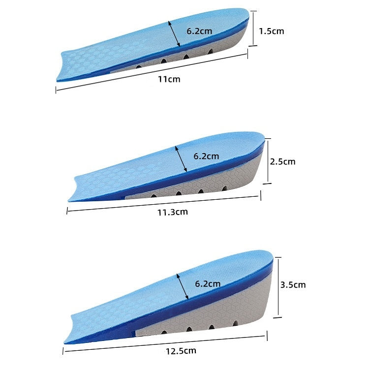 2 Pairs Half-Size Inner Heightening Pads Soft And Comfortable Invisible Shock Absorption Increased Insoles, Size: 1.5cm(Blue)