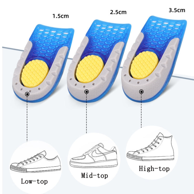 2 Pairs Half-Size Inner Heightening Pads Soft And Comfortable Invisible Shock Absorption Increased Insoles, Size: 1.5cm(Blue)