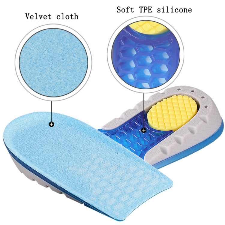 2 Pairs Half-Size Inner Heightening Pads Soft And Comfortable Invisible Shock Absorption Increased Insoles, Size: 2.5cm(Blue)