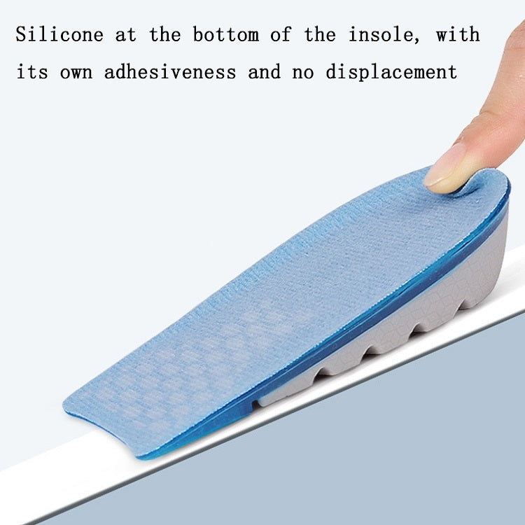 2 Pairs Half-Size Inner Heightening Pads Soft And Comfortable Invisible Shock Absorption Increased Insoles, Size: 3.5cm(Blue)