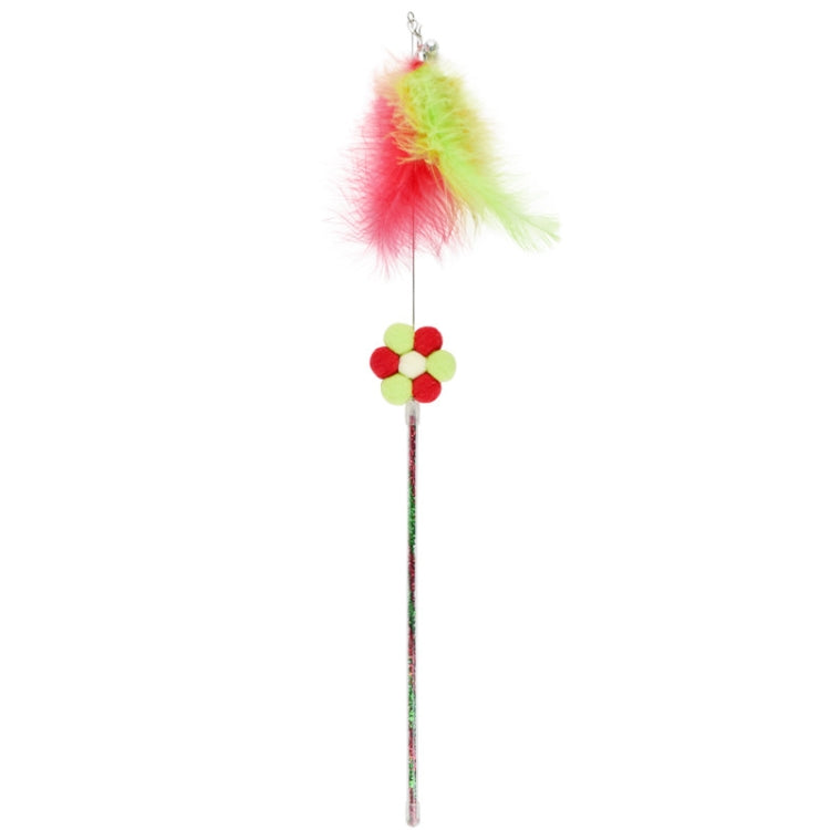 3 PCS Steel Wire Feather Long Pole Funny Cat Stick(Christmas Color)