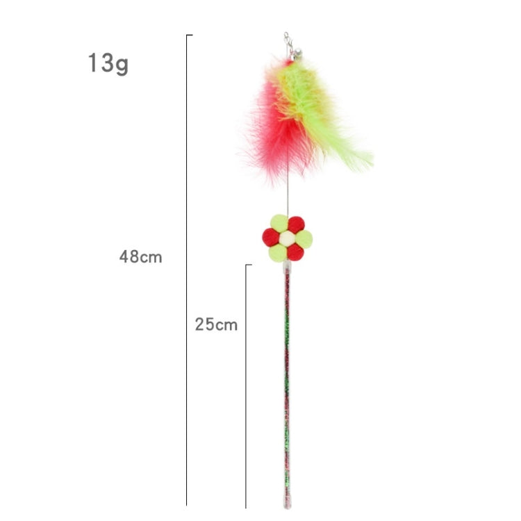 3 PCS Steel Wire Feather Long Pole Funny Cat Stick(Christmas Color)