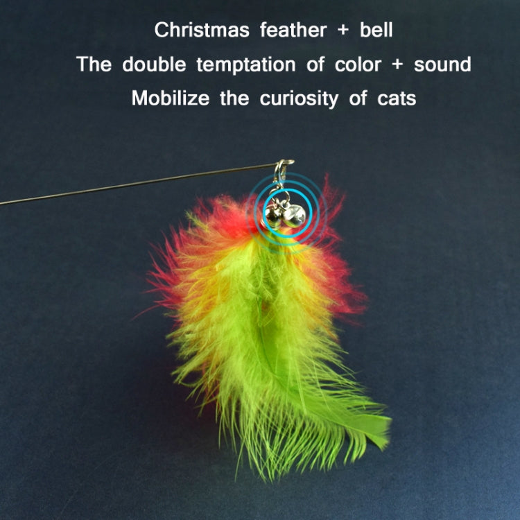 3 PCS Steel Wire Feather Long Pole Funny Cat Stick(Christmas Color)