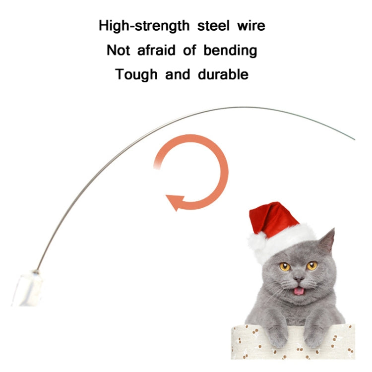 3 PCS Steel Wire Feather Long Pole Funny Cat Stick(Christmas Color)