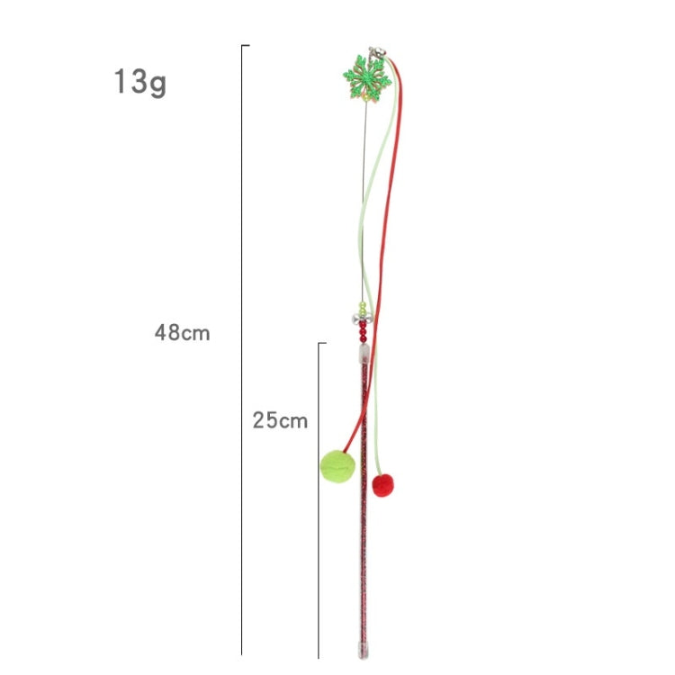 3 PCS Hairball Pendant Funny Cat Stick Scratch-Resistant Long Rod Wire Cat Toy(Christmas Color)