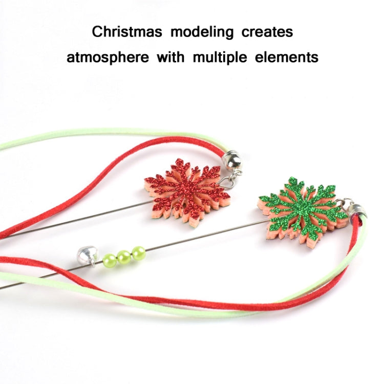 3 PCS Hairball Pendant Funny Cat Stick Scratch-Resistant Long Rod Wire Cat Toy(Christmas Color)