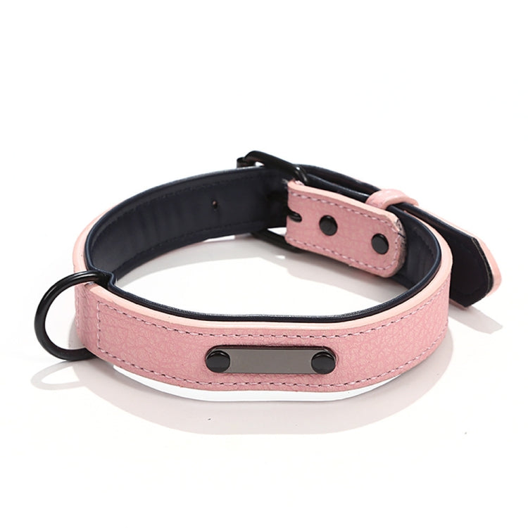 Pet Collar Leather Dog Collar Adjustable Dog Tag Anti-Lost Collar, Size: L 49 x 2.7cm