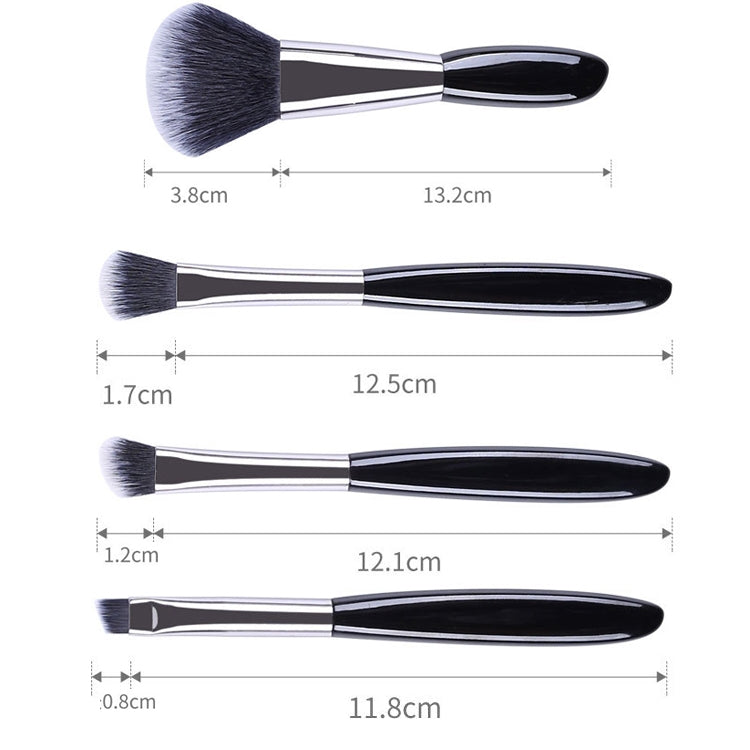 4 In 1 Black Pebbles Makeup Brush Set Eyeshadow Brush Foundation Brush Portable Makeup Brush,Style:  Brush + Makeup Brush Bag