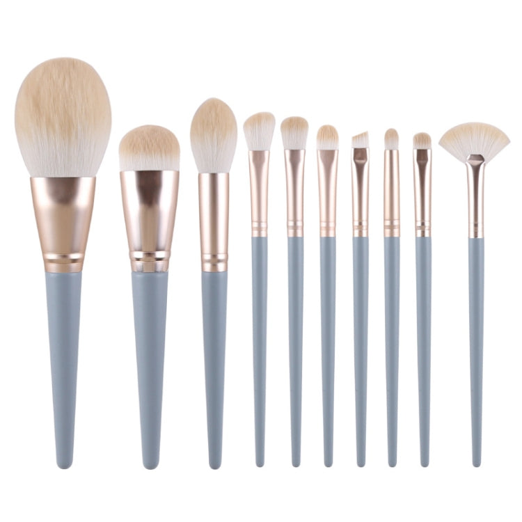 10 in 1 Haze Blue Makeup Brush Set Eyeshadow Brush Practical Commuter Makeup Brush,Style: Bare Brush