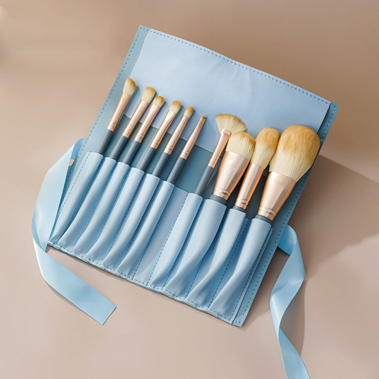 10 in 1 Haze Blue Makeup Brush Set Eyeshadow Brush Practical Commuter Makeup Brush,Style:  Brush + Bag
