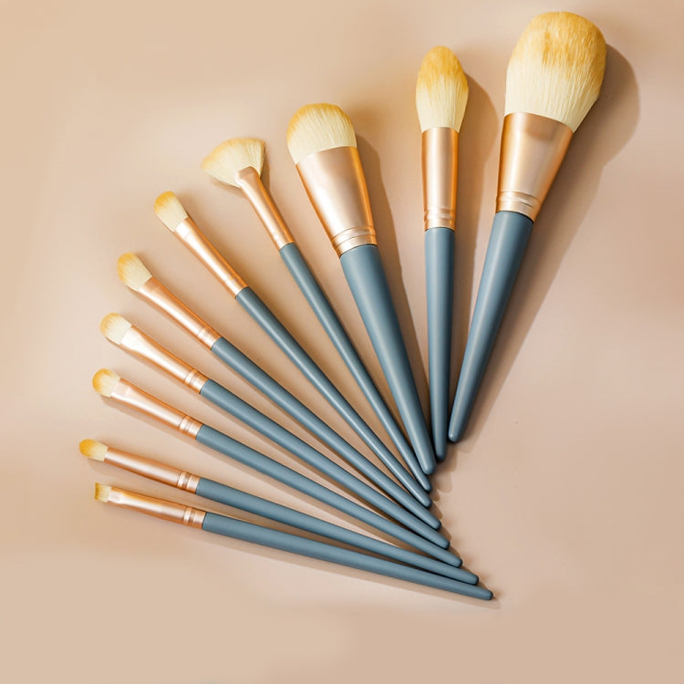 10 in 1 Haze Blue Makeup Brush Set Eyeshadow Brush Practical Commuter Makeup Brush,Style:  Brush + Bag