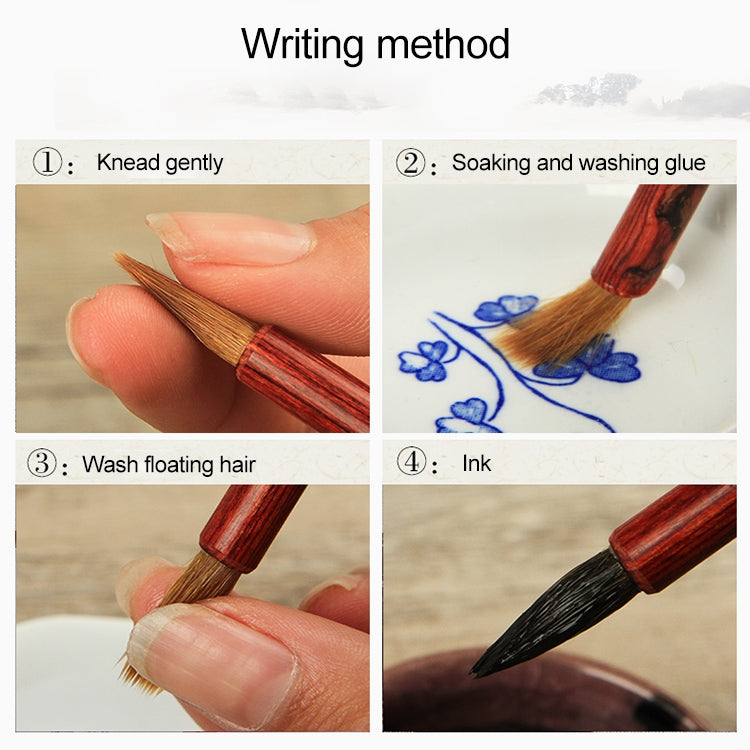Wooden Writing Brushes Wolf Hair Traditional Calligraphy Painting Practice Script Supply (M)