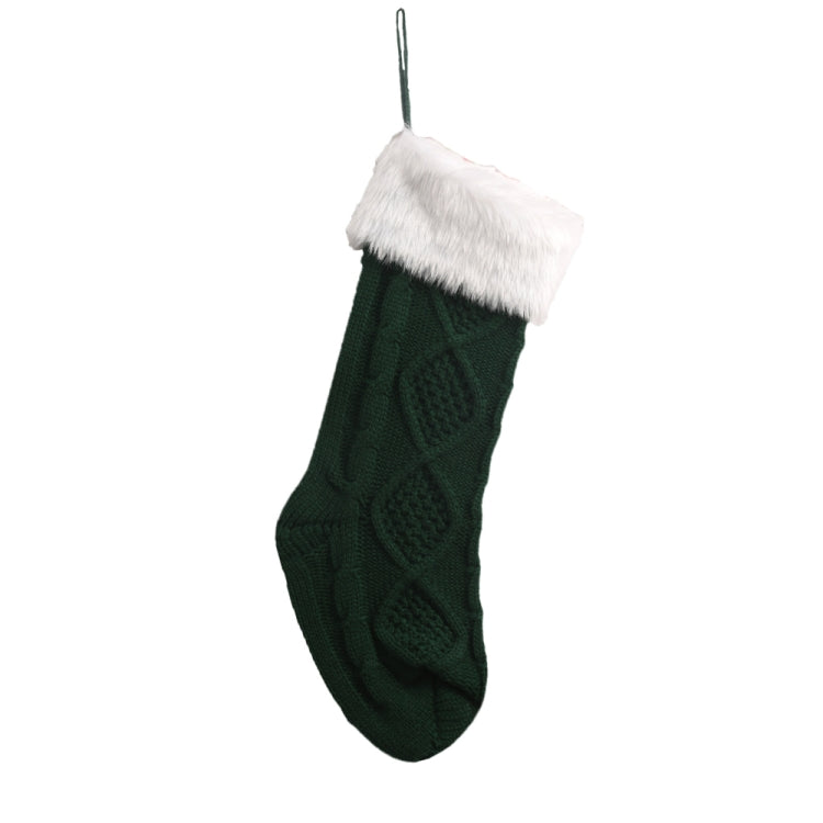 Christmas Decoration Gift Bag Plush Knitted Socks Pendant(Green)