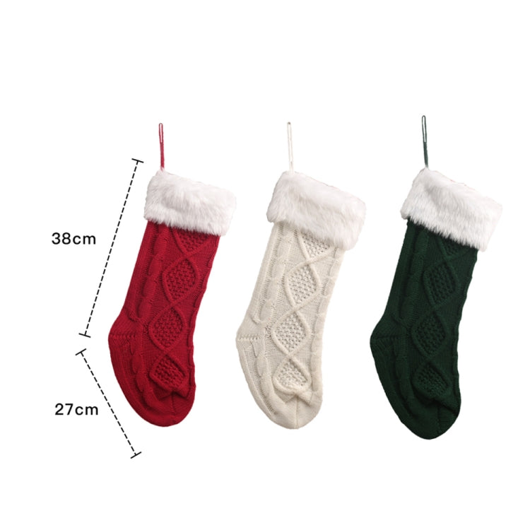 Christmas Decoration Gift Bag Plush Knitted Socks Pendant(Green)