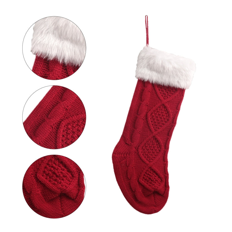 Christmas Decoration Gift Bag Plush Knitted Socks Pendant(Green)