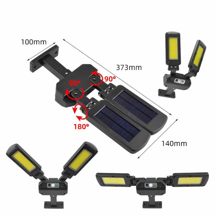 TG-TY097 2-Heads Solar Light Outdoor Human Body Induction Wall Lamp Garden Street LED Light(200 COB)