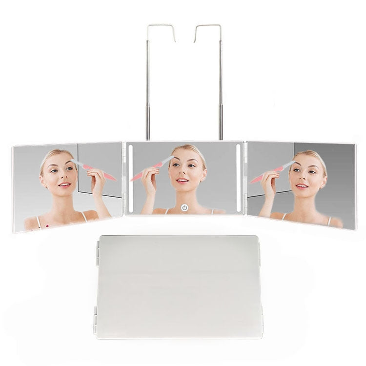 Three-Sided Mirror With LED Light Retractable Hanging Three-Fold Mirror
