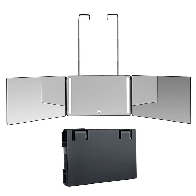 Three-Sided Mirror With LED Light Retractable Hanging Three-Fold Mirror