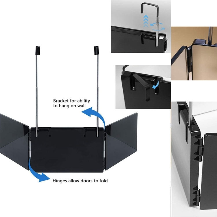 Three-Sided Mirror With LED Light Retractable Hanging Three-Fold Mirror