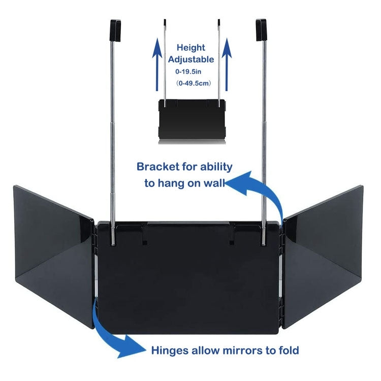 Three-Sided Mirror With LED Light Retractable Hanging Three-Fold Mirror