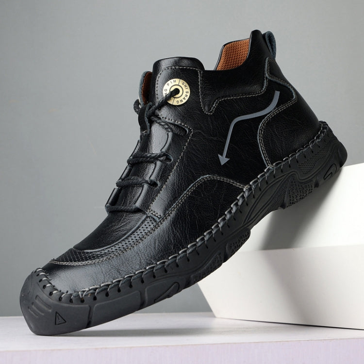 ac007 Autumn And Winter Men Martin Boots Leather High-Top Outdoor Warm Shoes, Size: 38